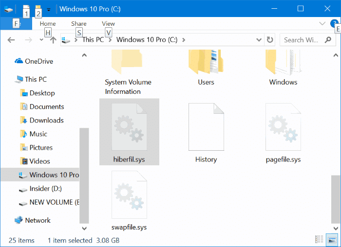 удалить файл hiberfil.sys в Windows 10 pic1