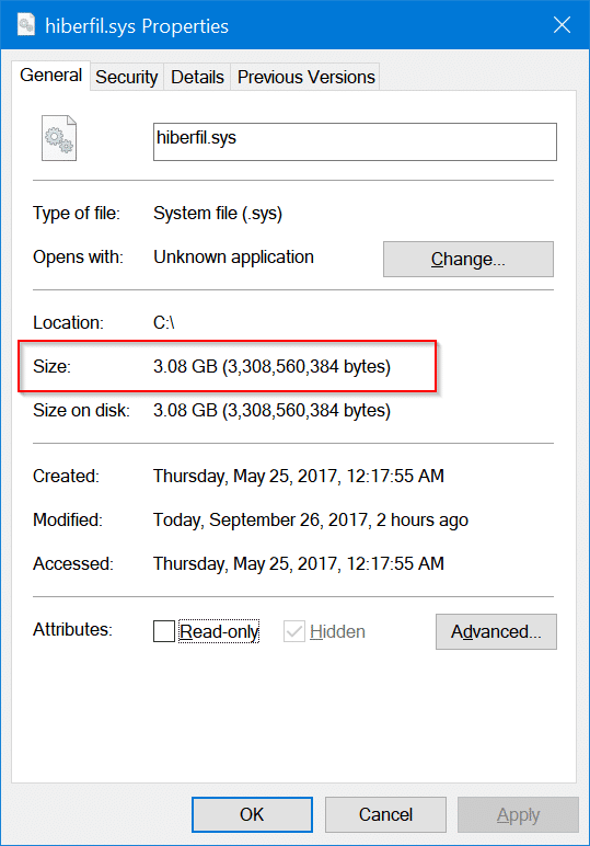 удалить файл hiberfil.sys в Windows 10 pic5