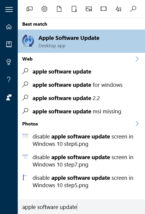 отключить экран обновления программного обеспечения Apple в Windows 10, шаг 4.1