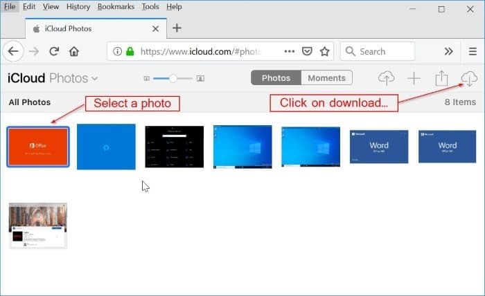 загрузить фотографии из icloud на компьютер с Windows 10 5