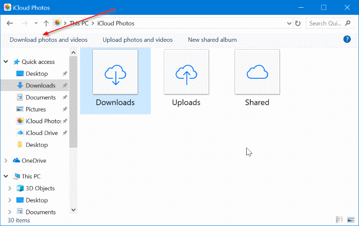 загрузить фотографии из icloud на компьютер с Windows 10 pic10