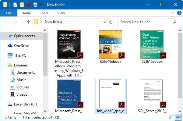 включить предварительный просмотр миниатюр для PDF-файлов в проводнике Windows 10 pic1