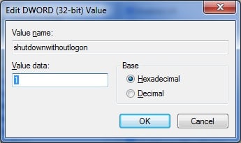 исправить отсутствие кнопки выключения на экране входа в систему Windows 7, шаг 7