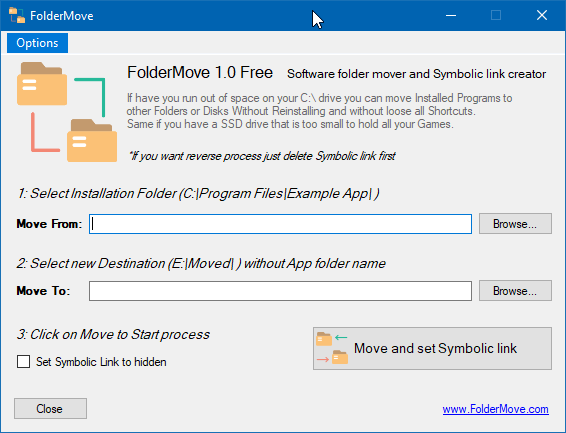 foldermove перемещение установленных программ и игр в Windows 10 pic01