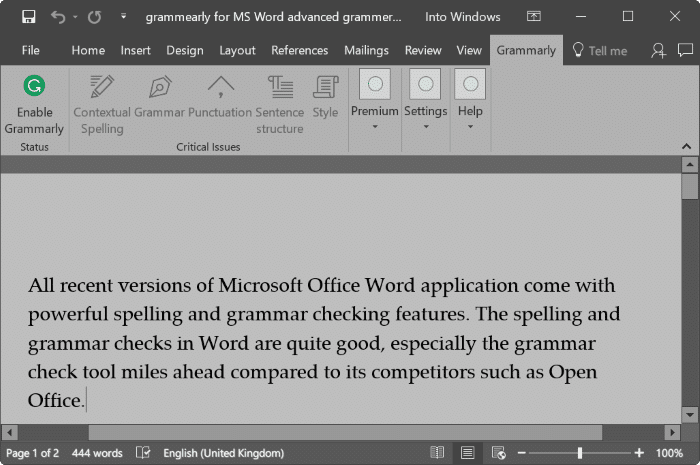 grammarly расширенная программа проверки грамматики для Word pic2