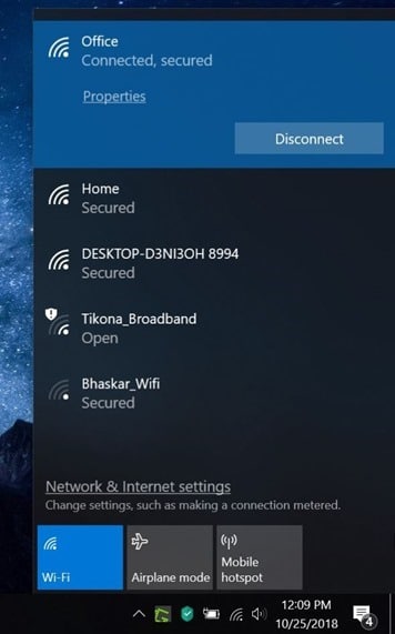 скрыть сети Wi-Fi в Windows 10 рис1