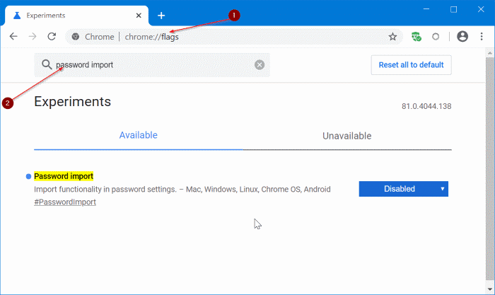 импортировать пароли в Chrome из CSV-файла pic1