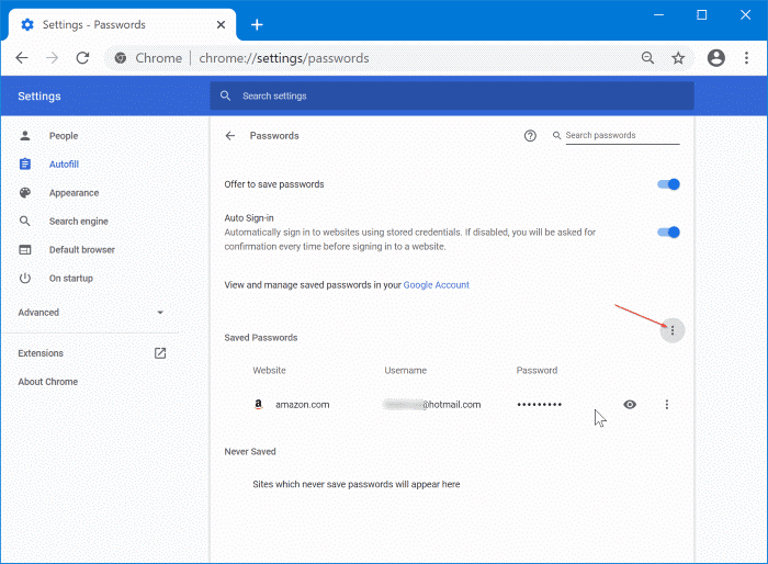 импортировать пароли в Chrome из CSV-файла pic2