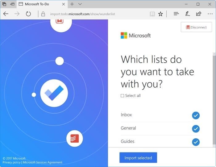 импортировать wunderlist и todoist в Microsoft To-Do pic5