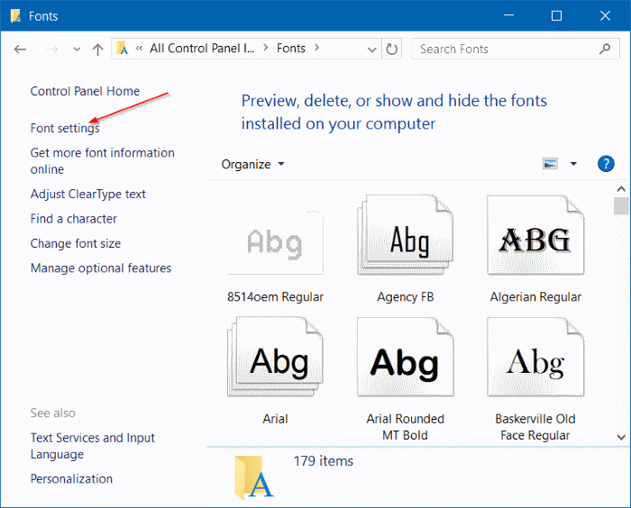 установить шрифты как ярлык в Windows 10, шаг 3