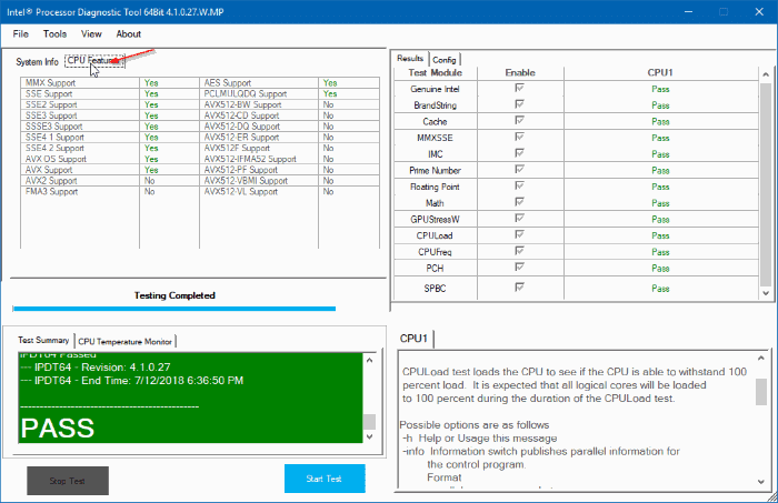 Инструмент диагностики процессора Intel для Windows 10 pic2