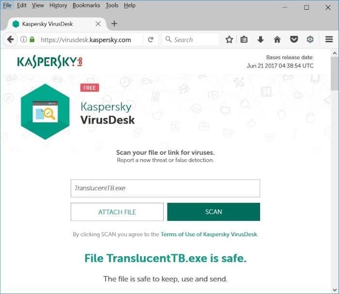 kasperskyvirusdesk сканирует файлы онлайн с помощью kaspersky pic2