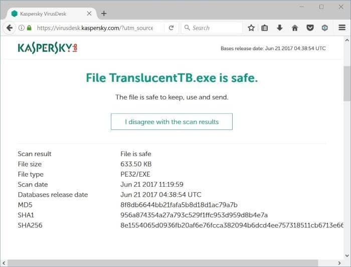 kasperskyvirusdesk сканирует файлы онлайн с помощью kaspersky pic3