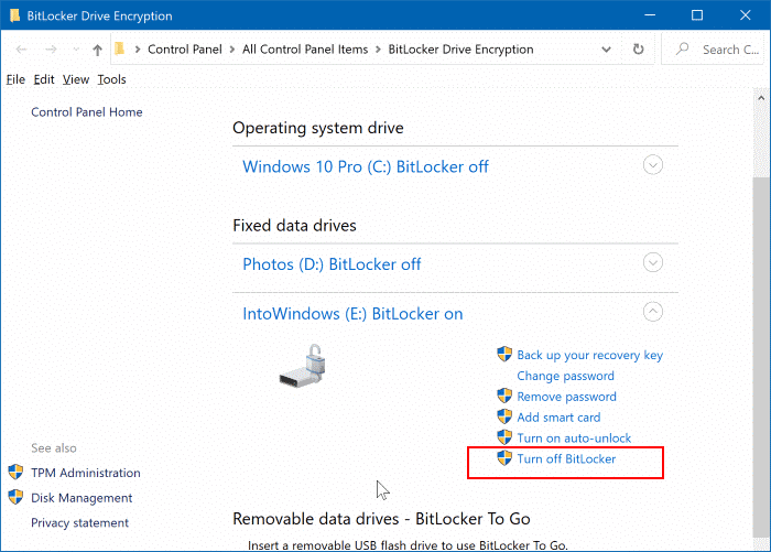 Значок блокировки на дисках в проводнике Windows 10 pic4