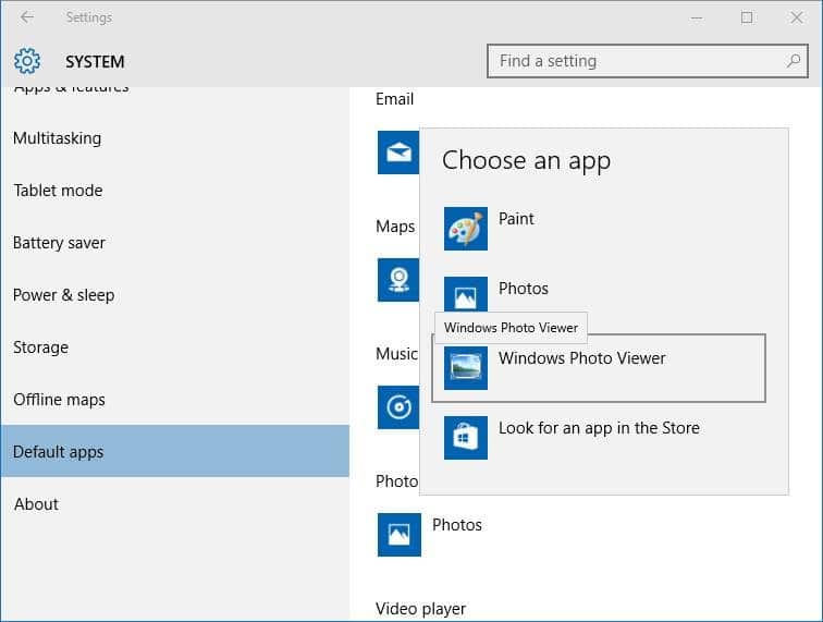 сделать средство просмотра фотографий Windows по умолчанию в Windows 10, шаг 4