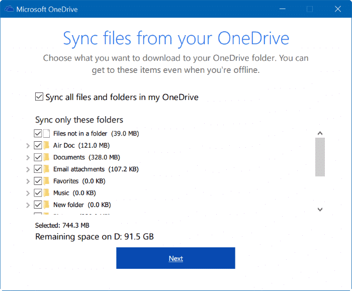 переместить папку onedrive в Windows 10, шаг 17