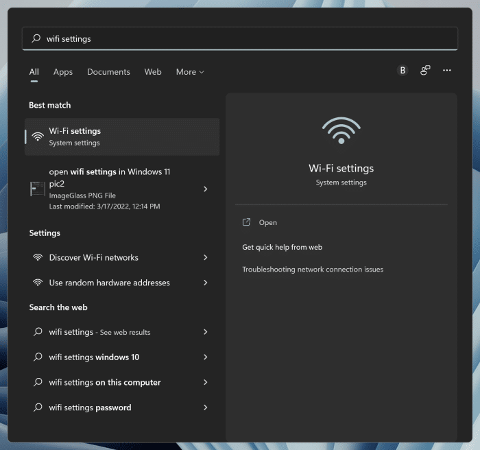 открыть настройки Wi-Fi в Windows 11 pic3