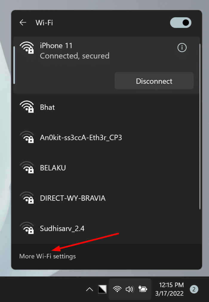 открыть настройки Wi-Fi в Windows 11 pic5