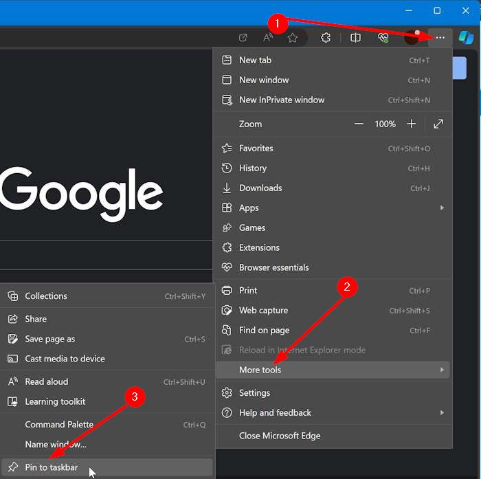 закрепить Google YouTube Gmail на панели задач в Windows pic1