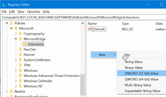 запретить установку расширений в Edge в Windows 10 pic5