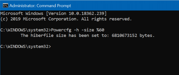 уменьшить размер файла гибернации в Windows 10