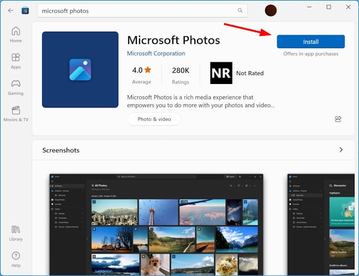 переустановите приложение «Фотографии» в Windows рис.1