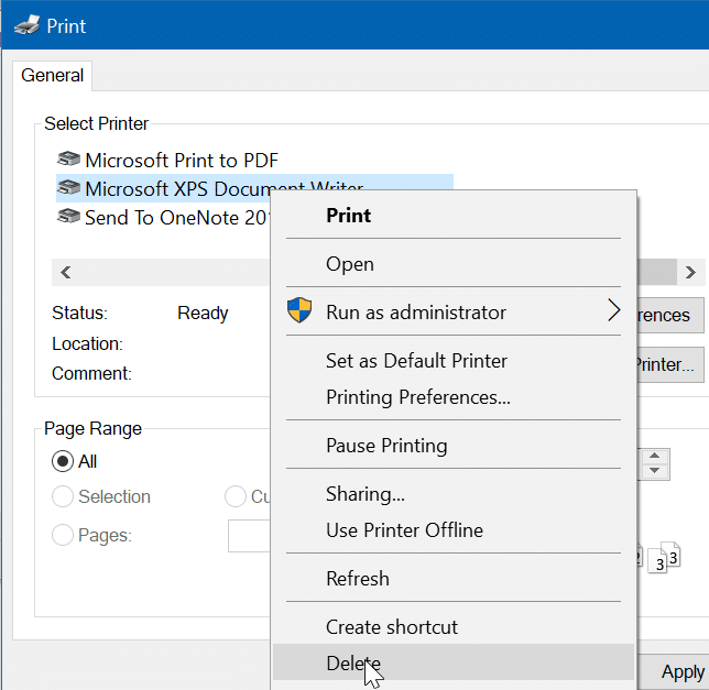 удалить Microsoft XPS Document Writer из Windows 10 pic10