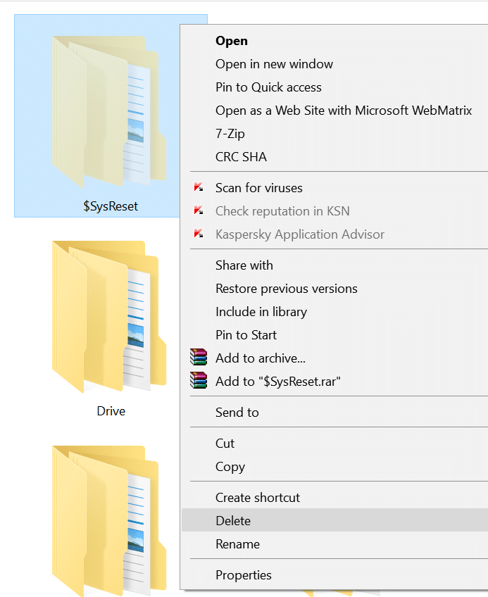 безопасно удалить папку $sysreset в Windows 10 pic4