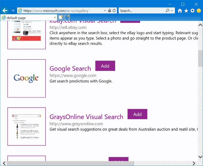 установить Google в качестве поисковой системы по умолчанию в Internet Explorer в Windows 10 pic3