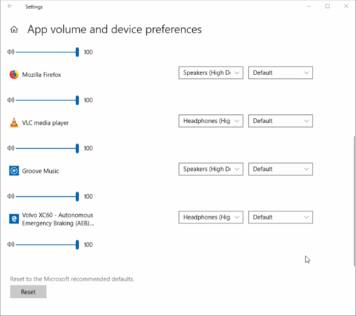 установить разные аудиоустройства для разных приложений в Windows 10 рис.1