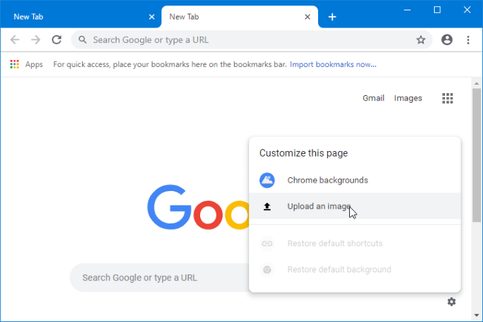 установить изображение в качестве фона страницы новой вкладки Chrome pic3