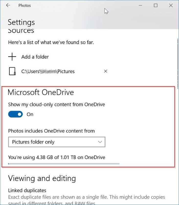 показать или скрыть изображения onedrive в приложении «Фотографии» в Windows 10 pic3