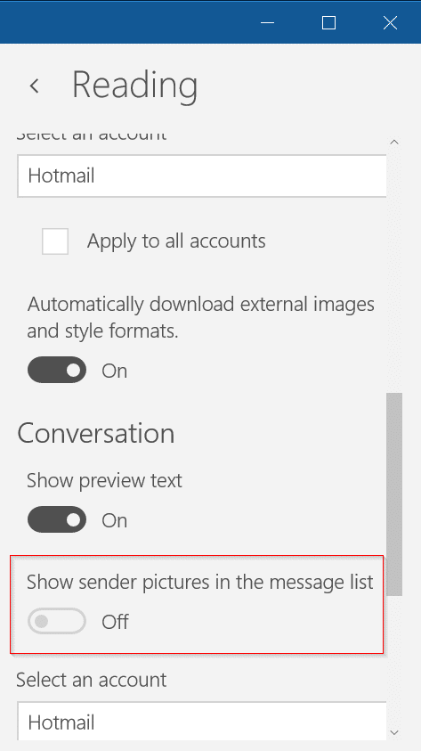 показать или скрыть изображения отправителя в почтовом приложении Windows 10 pic2