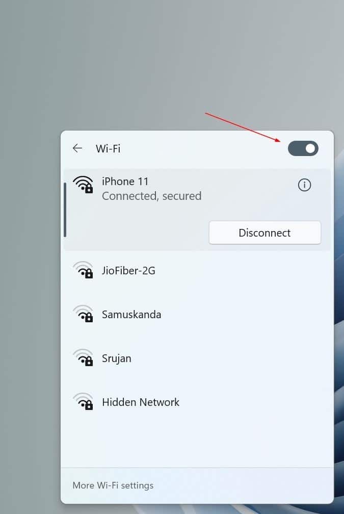 включить или выключить Wi-Fi в Windows 11 pic9