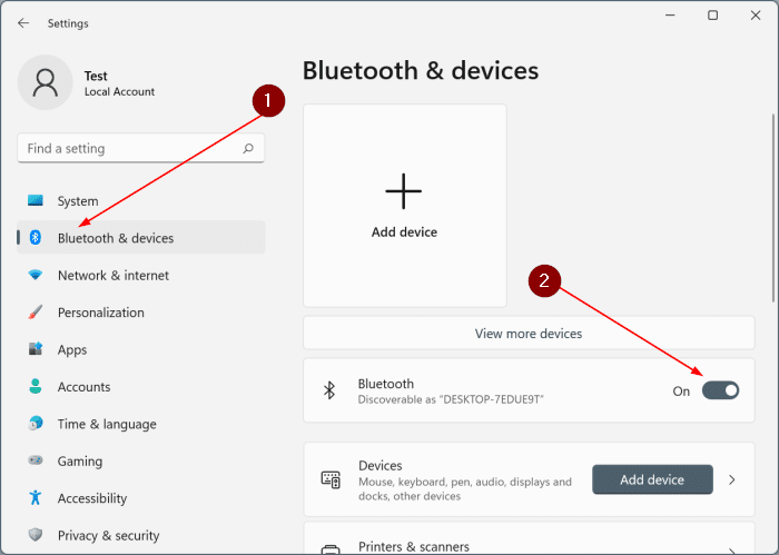 включить или выключить Bluetooth в Windows 11 pic3