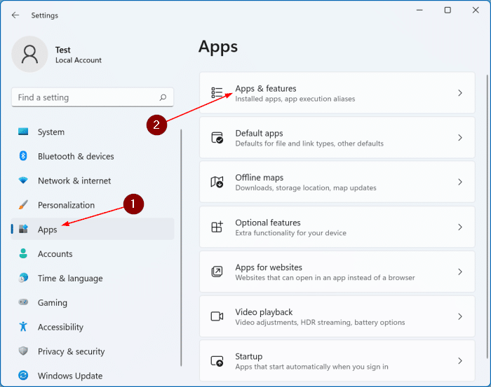 удалить приложения в Windows 11 рис1