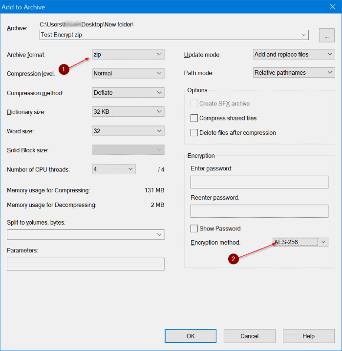 используйте 7zip для шифрования файлов и папок в Windows 10 pic3