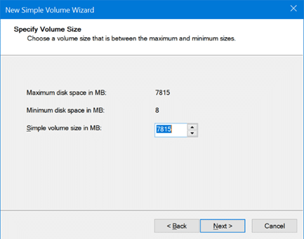 используйте управление дисками для разделения USB-накопителя в Windows 10 pic11