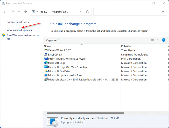 просмотреть историю обновлений Windows в Windows 11 pic3