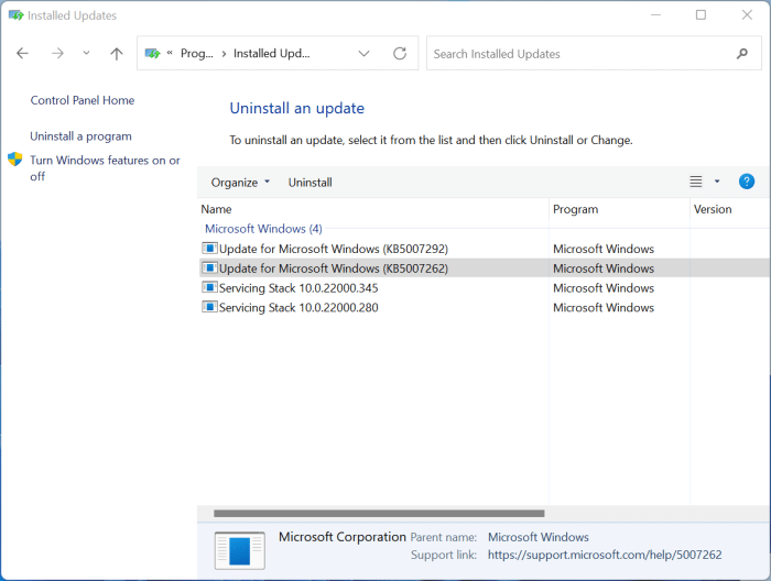 просмотреть историю обновлений Windows в Windows 11 pic4