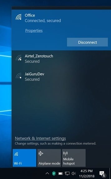 Windows 10 показывает значок Ethernet1